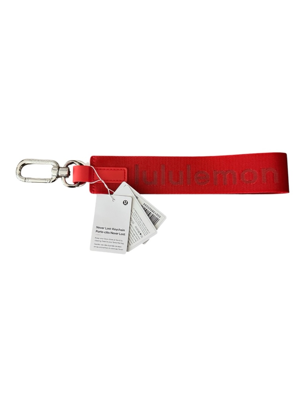 Lululemon Never Lost Keychain Cherry Ember NWT Sold Out Clip-On Bag Accessory